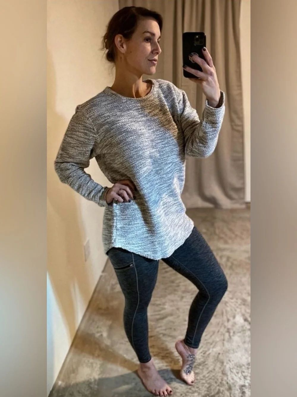 PacSun Tunic Athleisure Grey Top Medium Long Length Lounge Casual